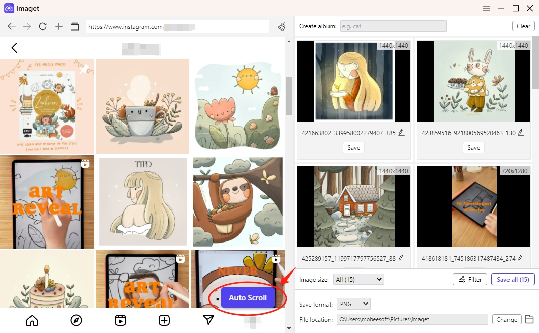 Imaget automatically load images to download images