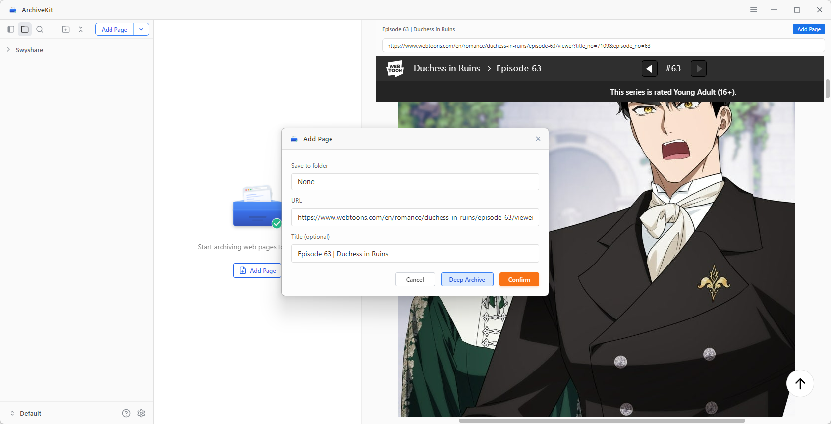 archive webtoon page