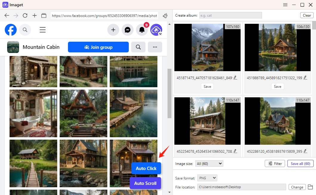 auto click facebook album