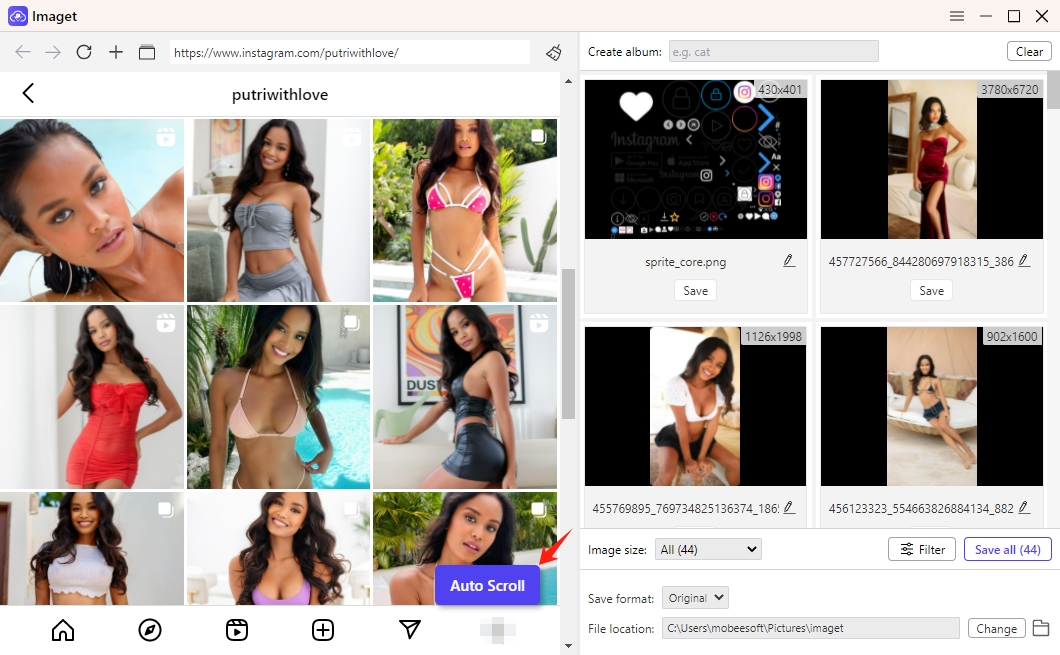 Auto-Scroll-Prinzessin liebt Instagram-Profil