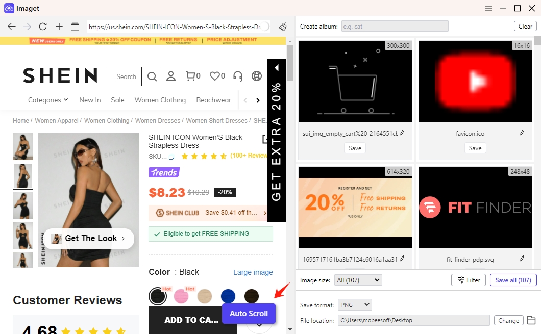 auto scroll shein product page