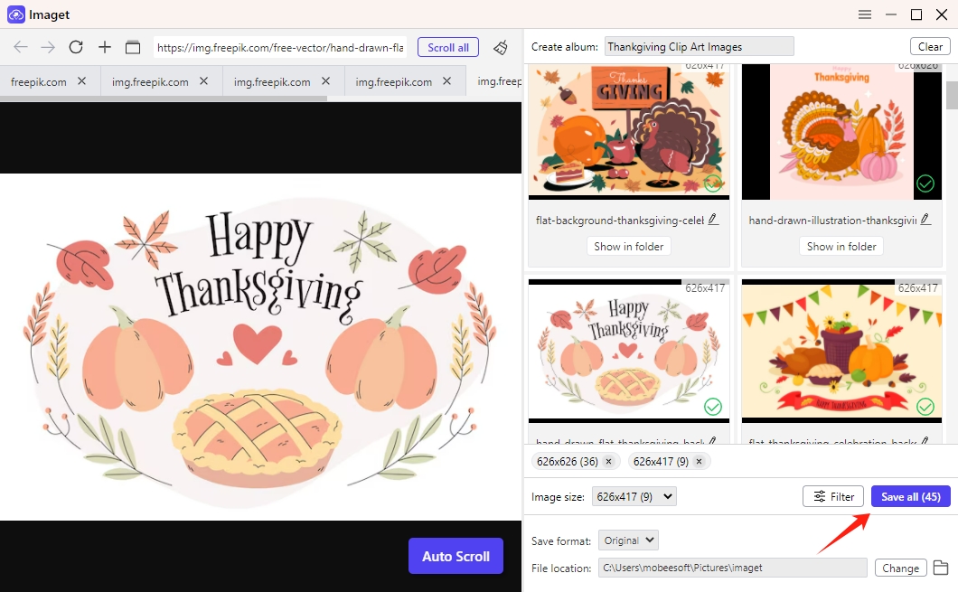 Massen-Download von Thanksgiving-Bildern