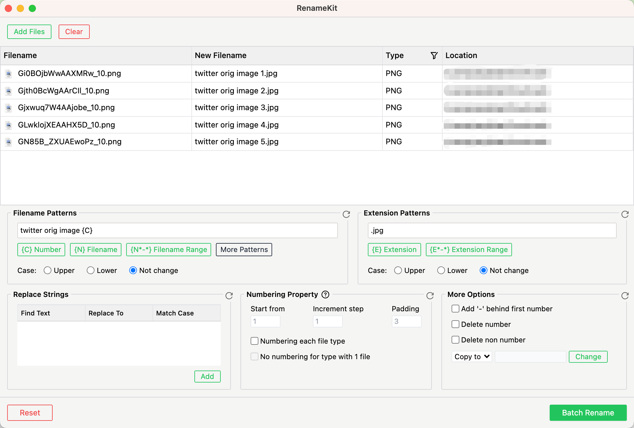 bulk rename x original images