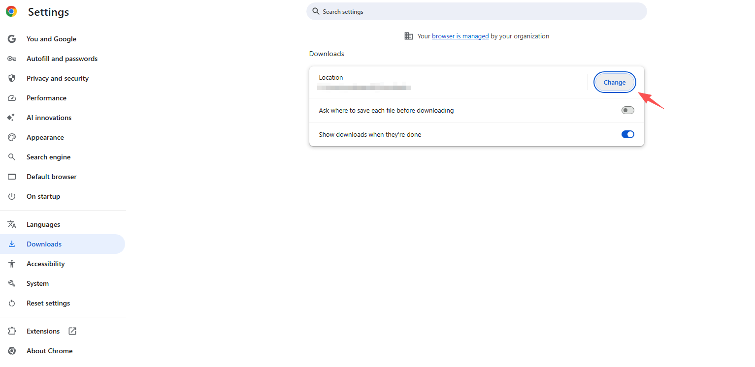 change chrome download folder permissions