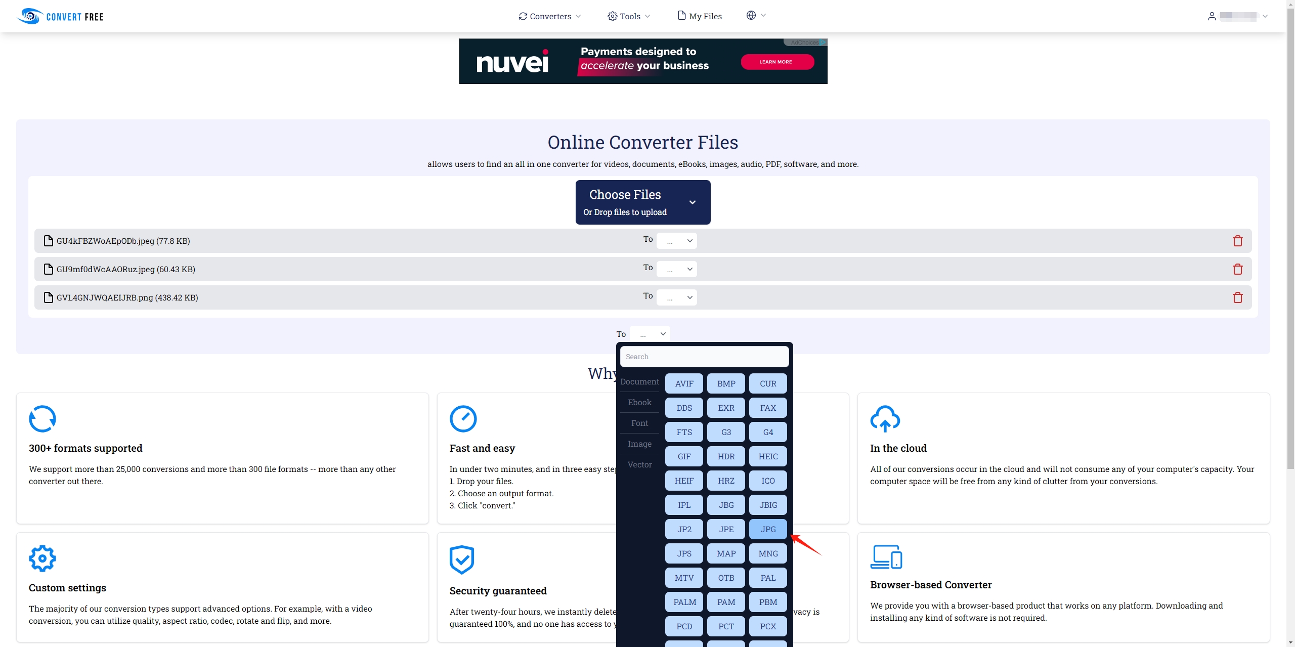 Convertfree 選擇轉換格式