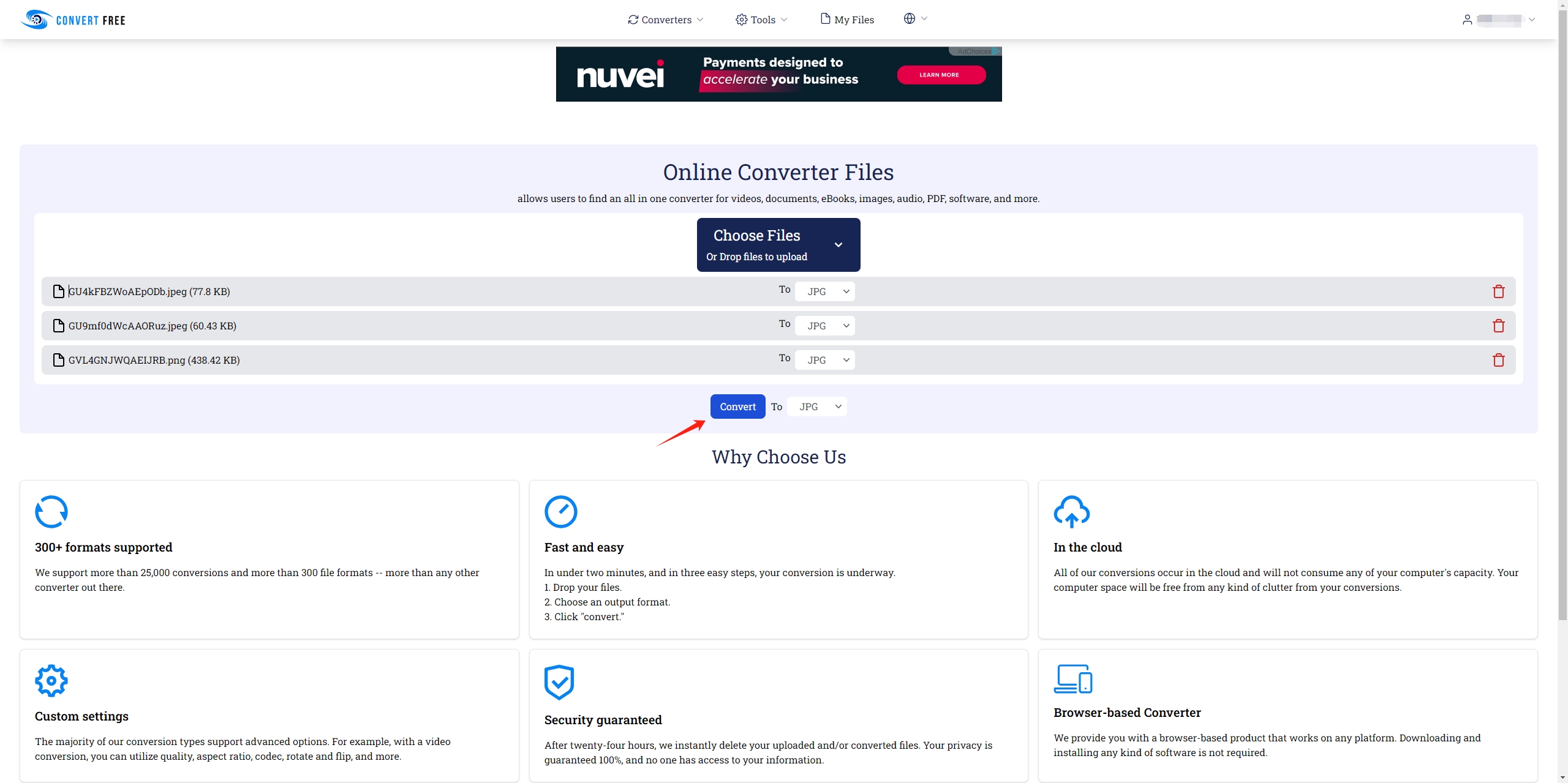 convertfree 画像を次のように保存