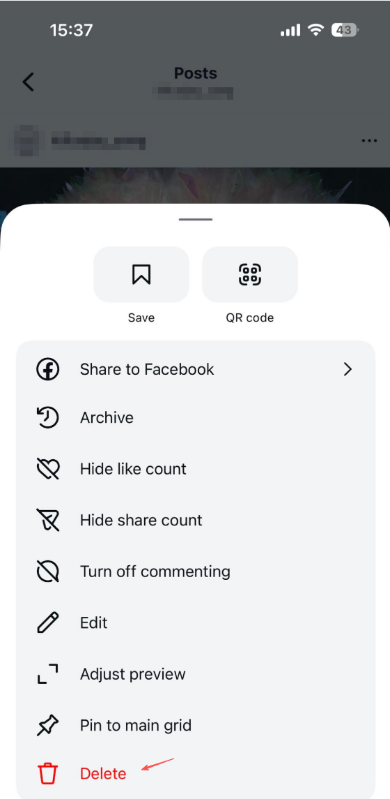 delete an ins post on iphone