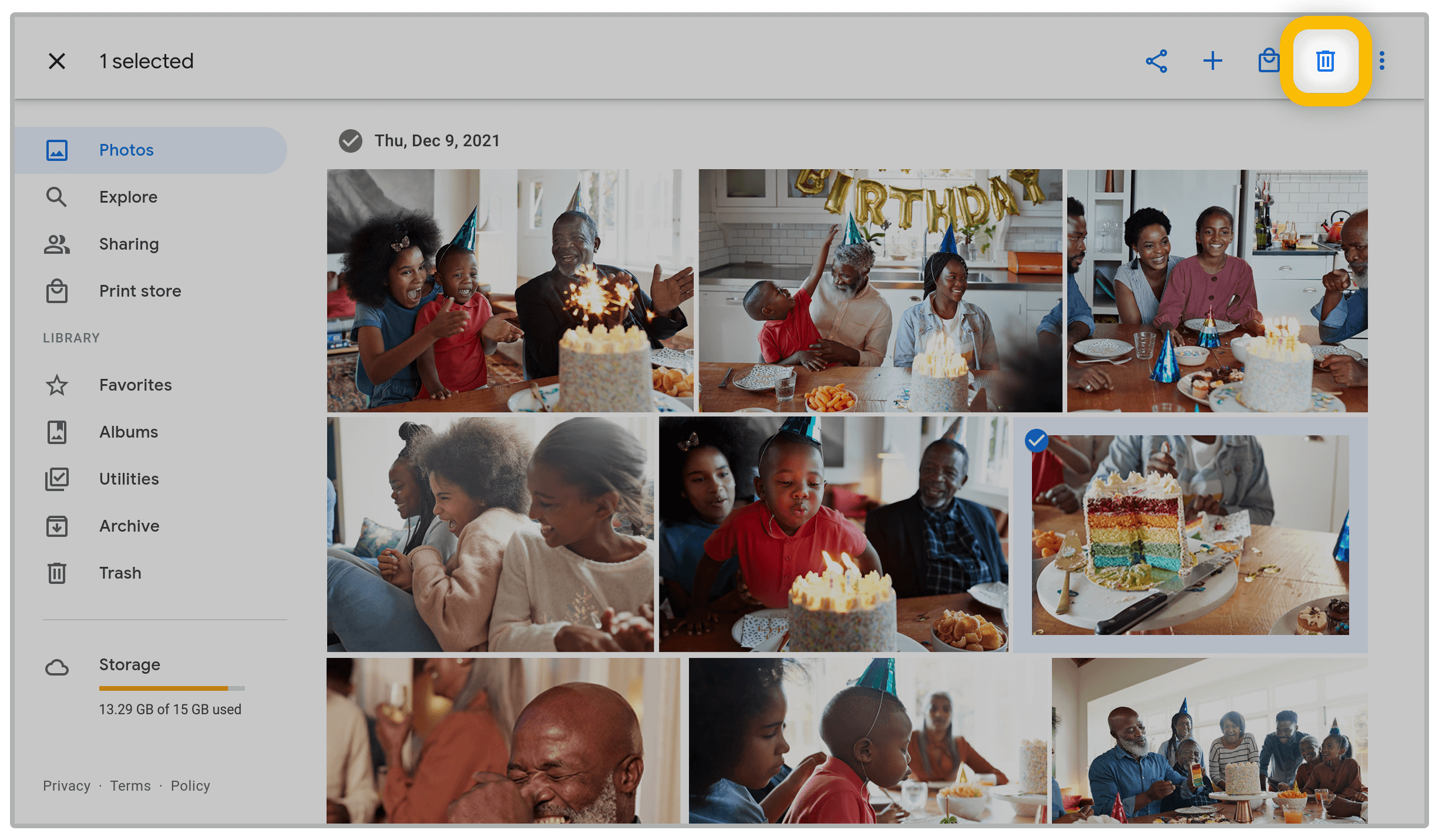 Google-Fotos im Web löschen