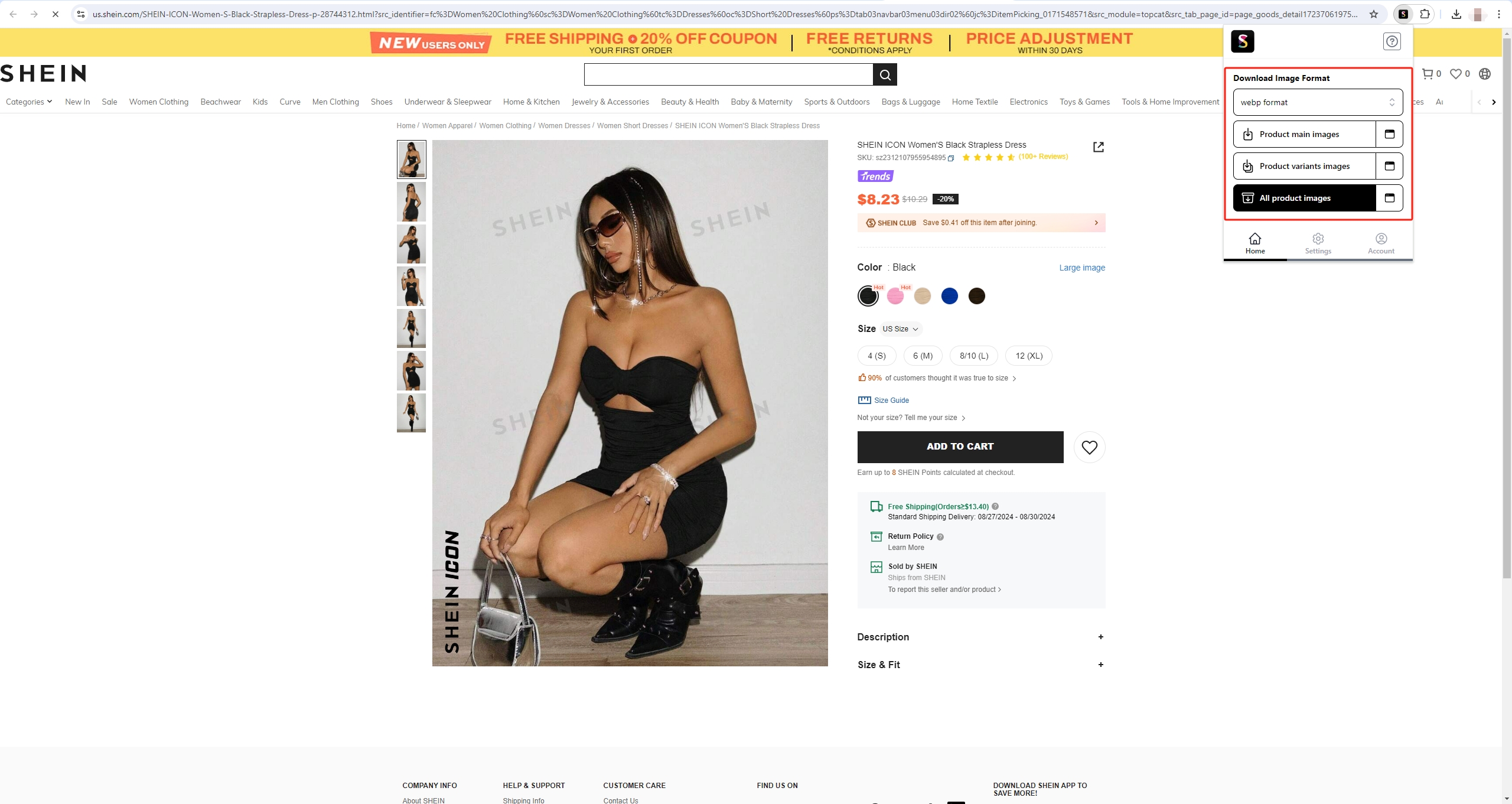 download shein image using extension