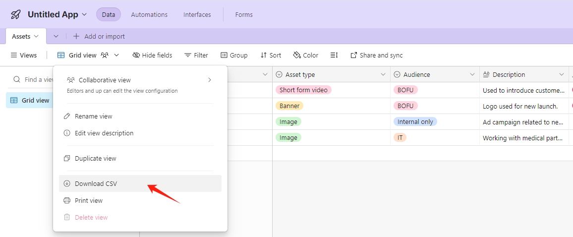 export airtable to csv