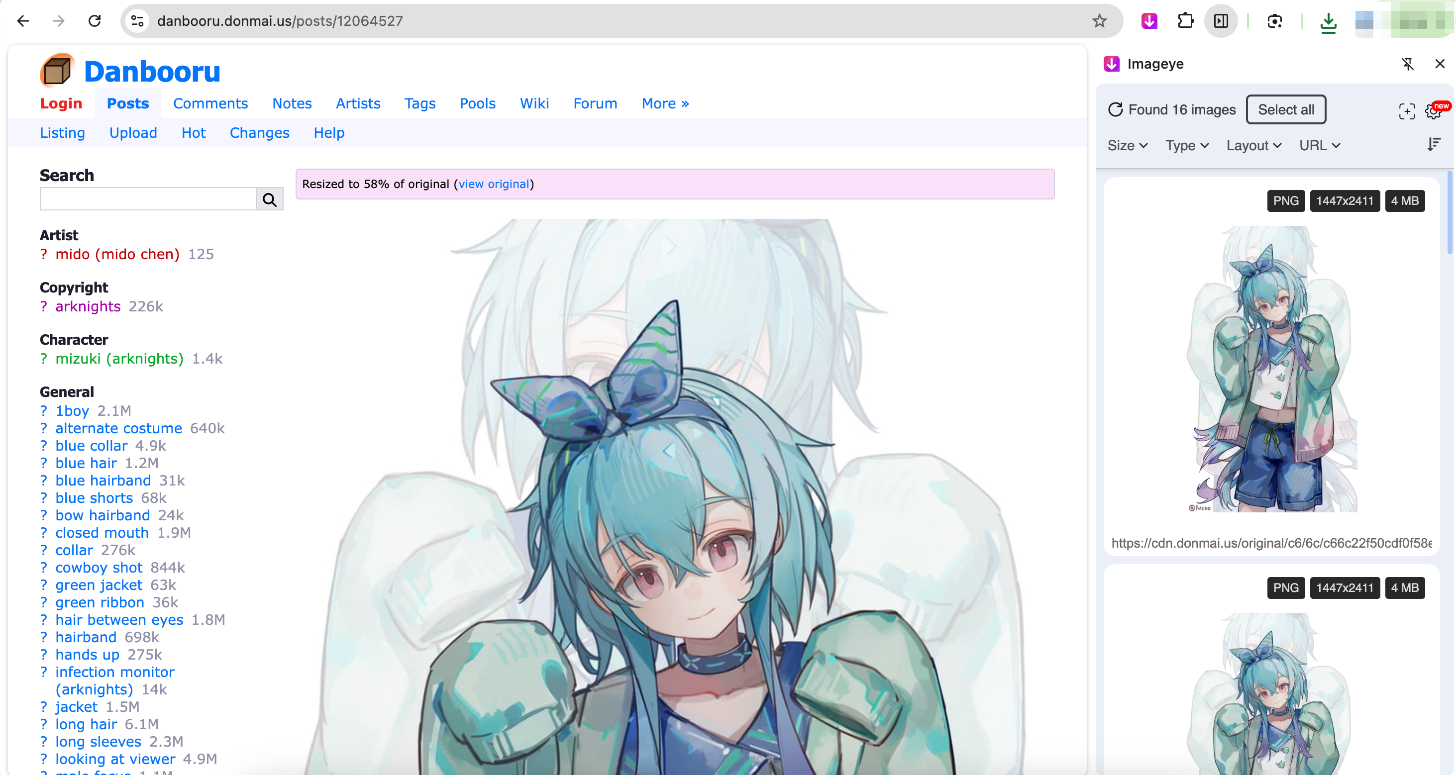 extension to download danbooru images