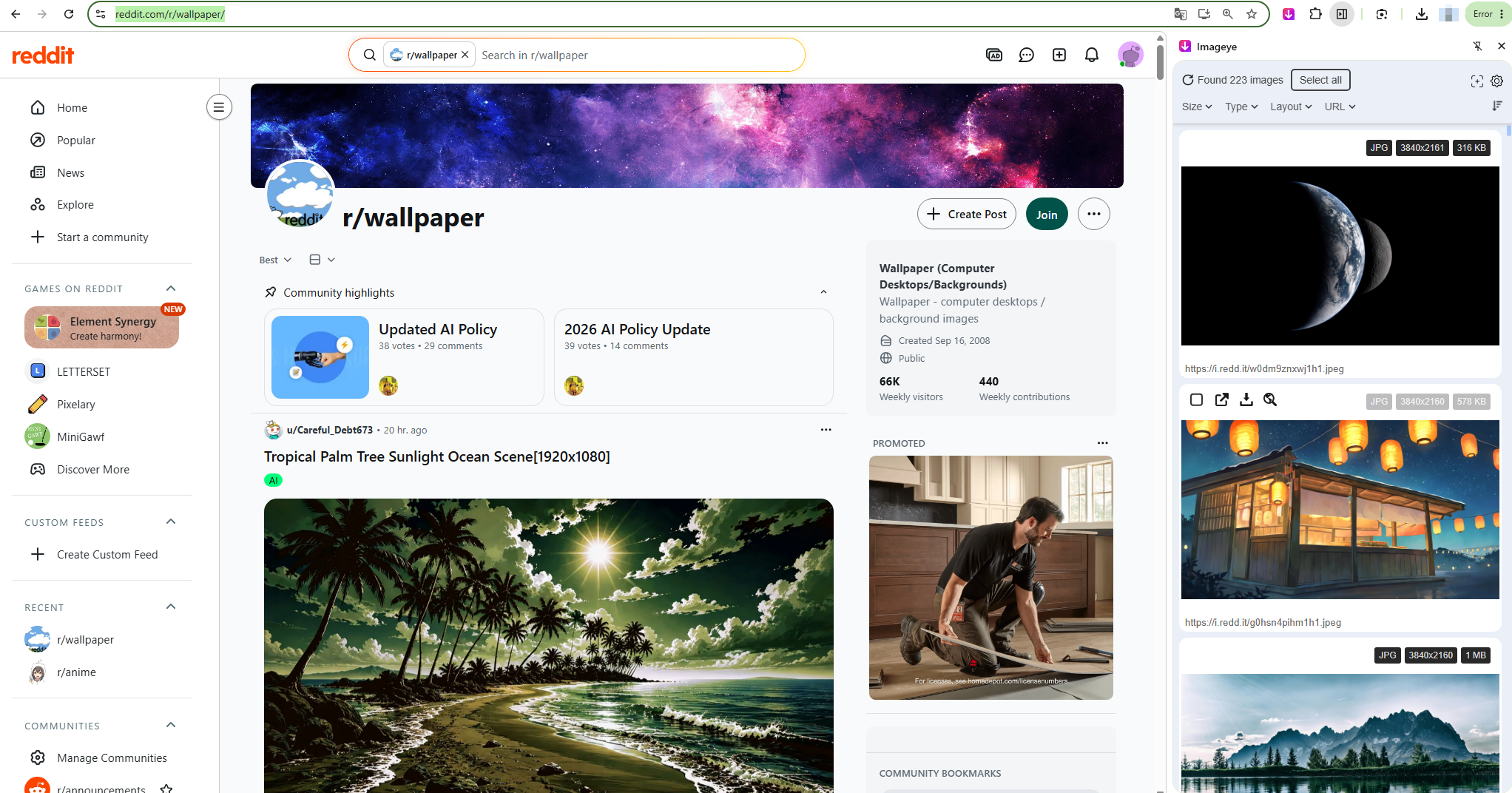 extension to download reddit icon and images