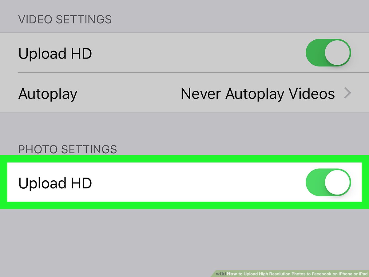 facebook settings upload hd photos