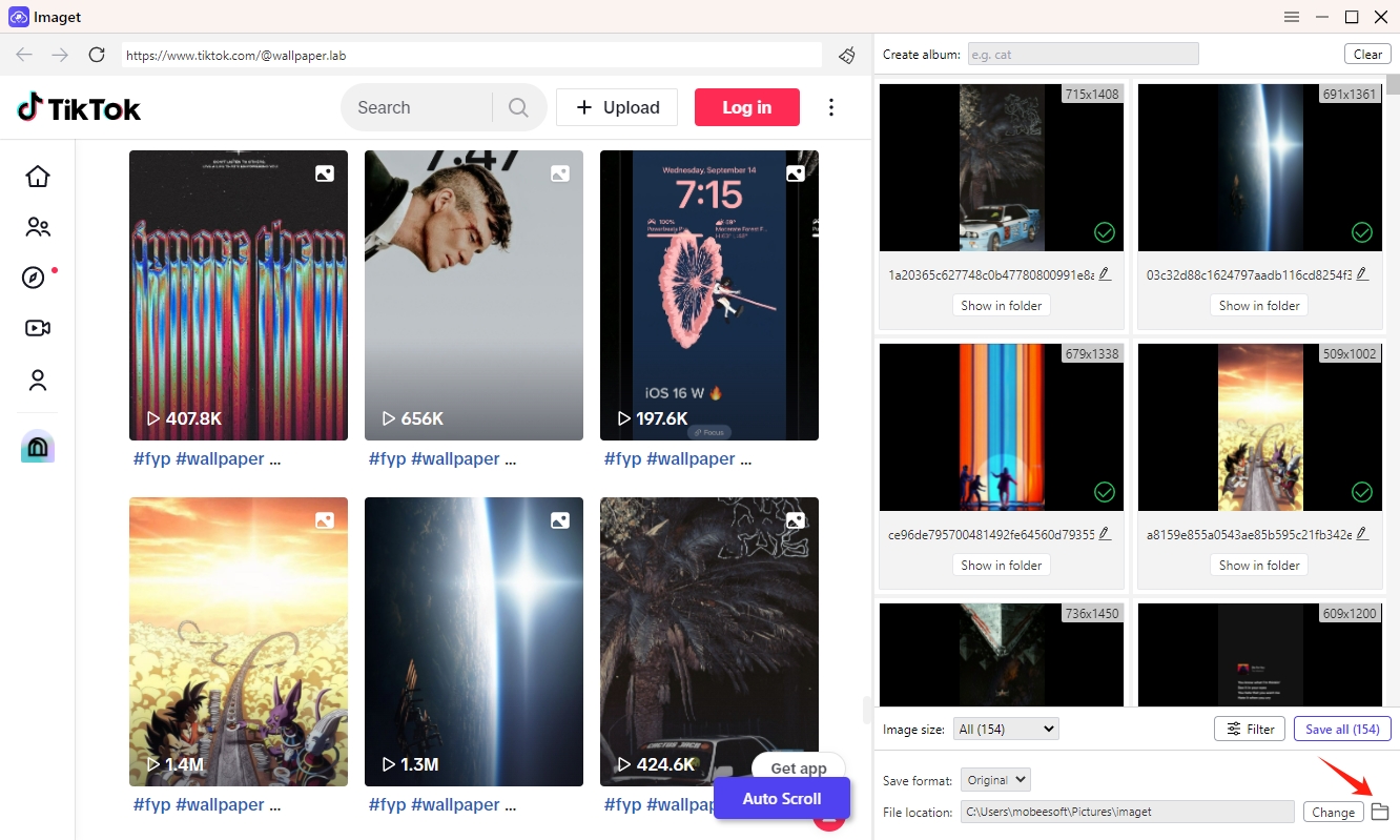 find all downloaded tiktok profile pictures in imaget