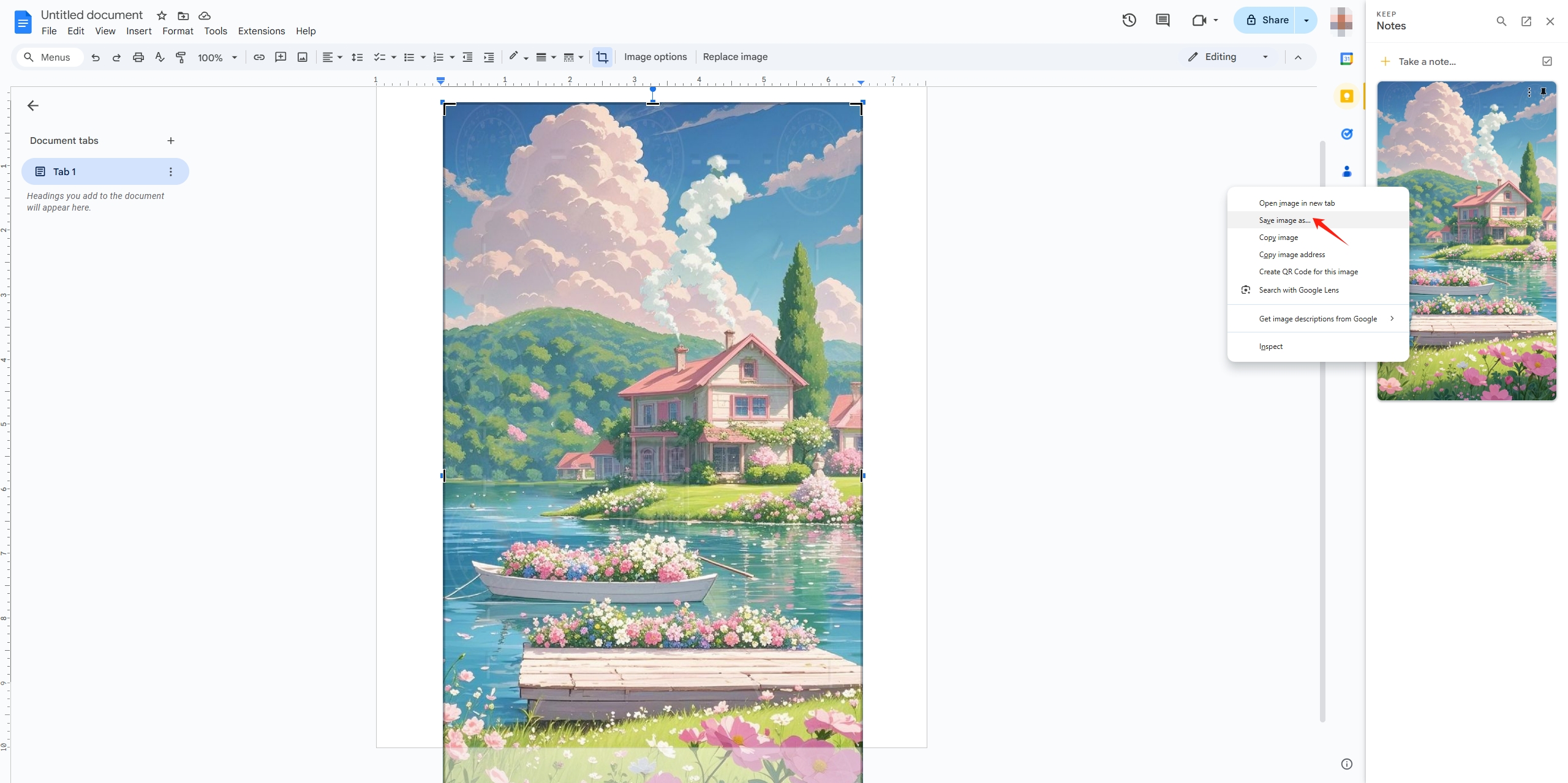 google doc save image as