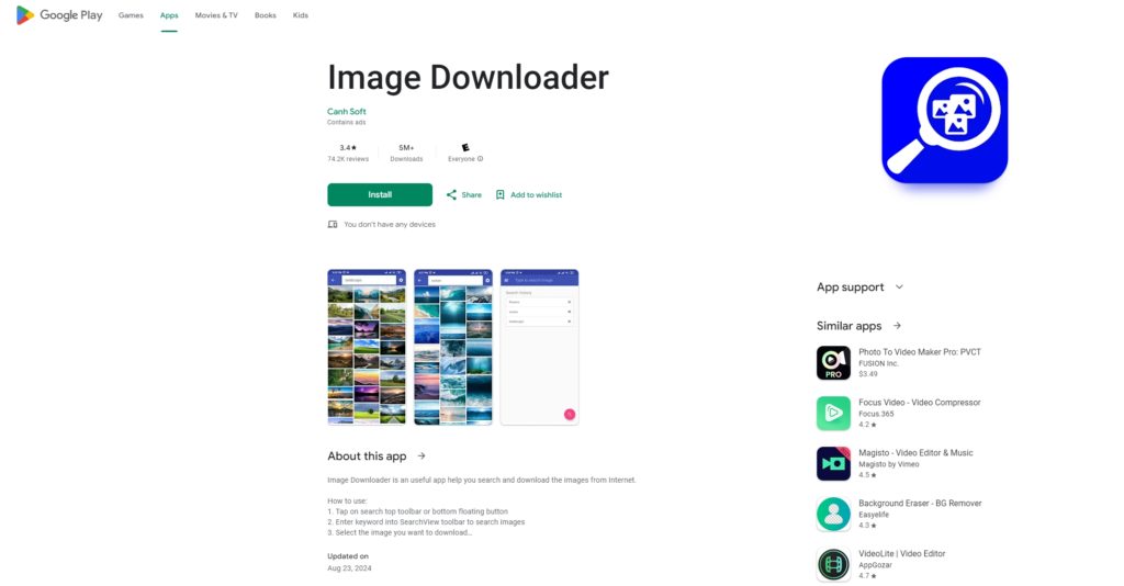 How to download all images from a website on android imaget