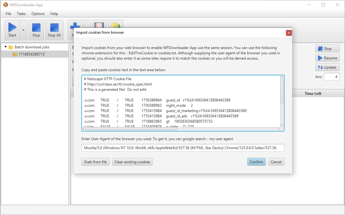 import cookies to wfdownloader