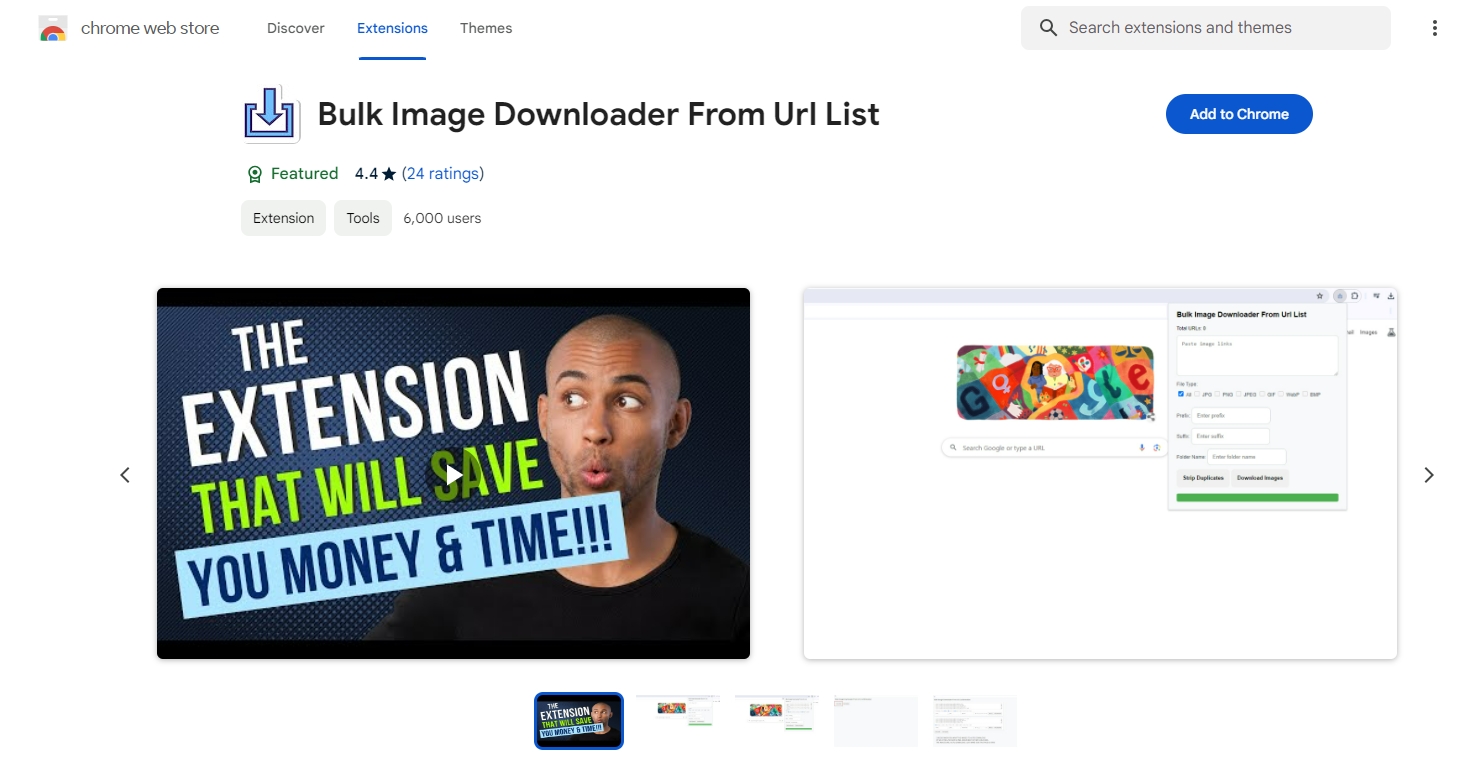 install bulk image downloader from url list