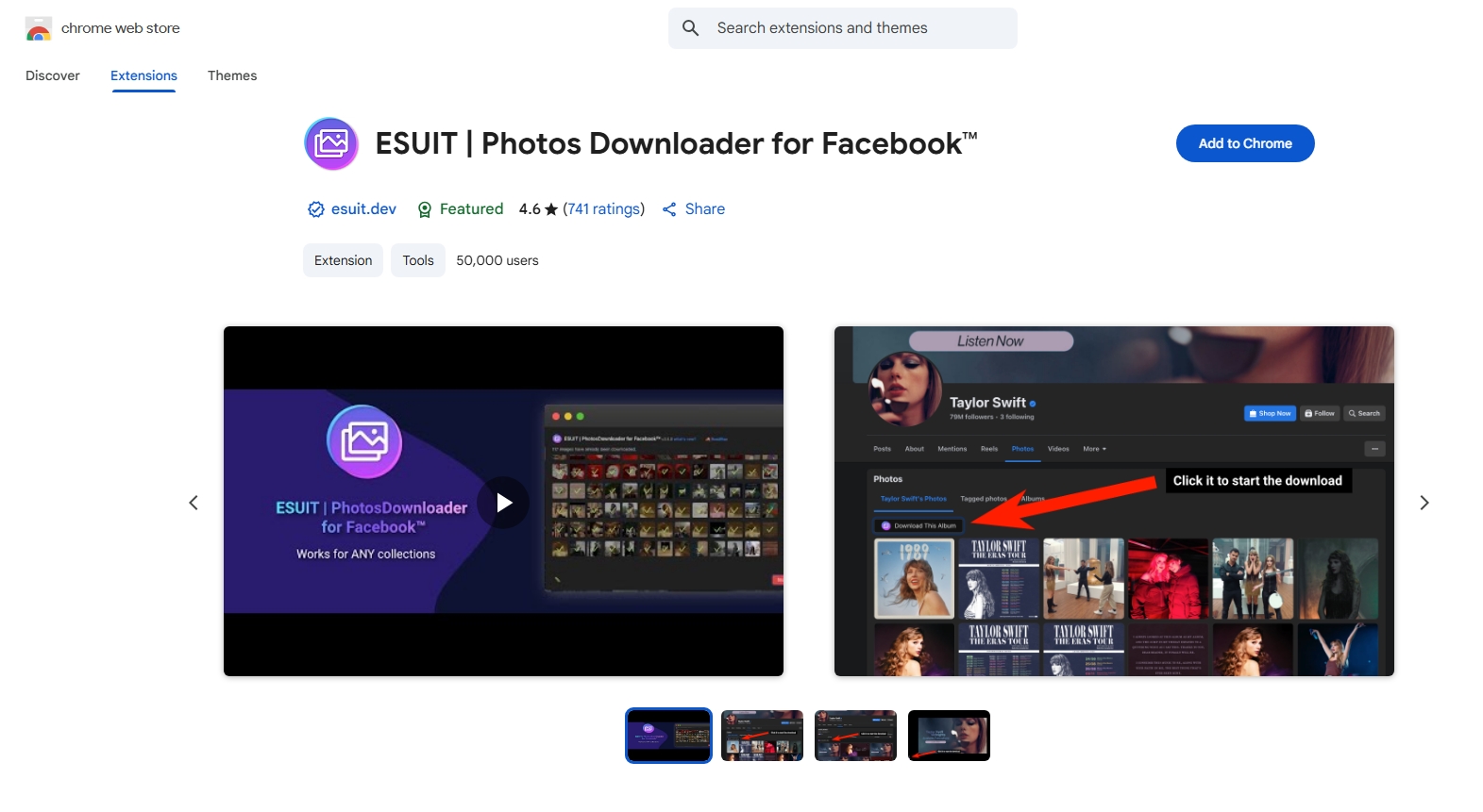 安装 esuit facebook 照片下载器