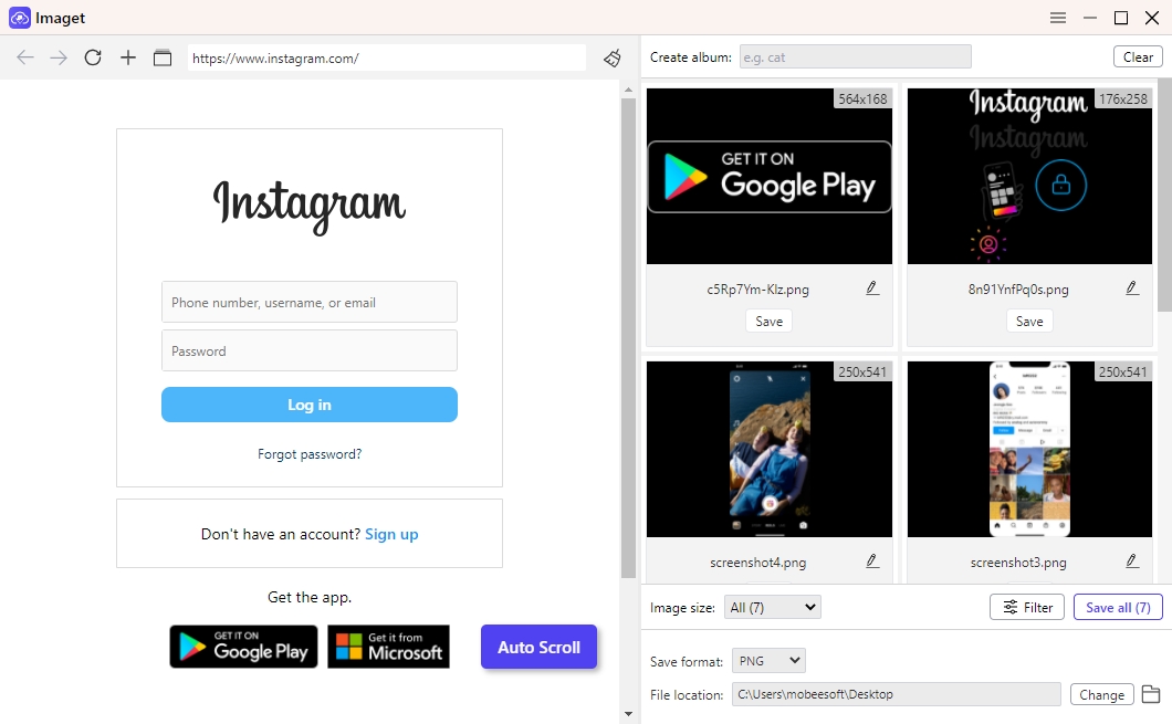 在 imaget 中登录 ig