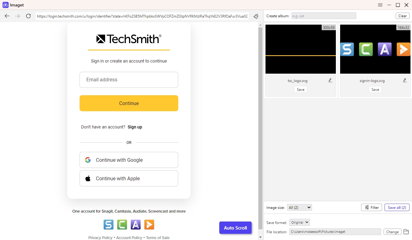 log in screencast within imaget