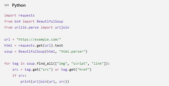 estrazione risorse Python