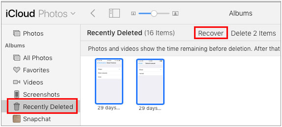 recover icloud photos recently deleted