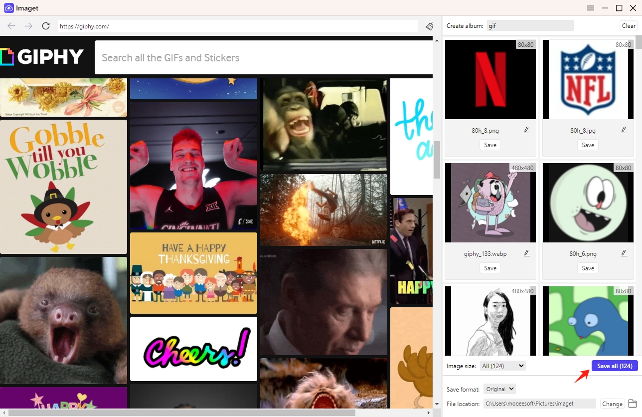 save all giphy gifs with imaget
