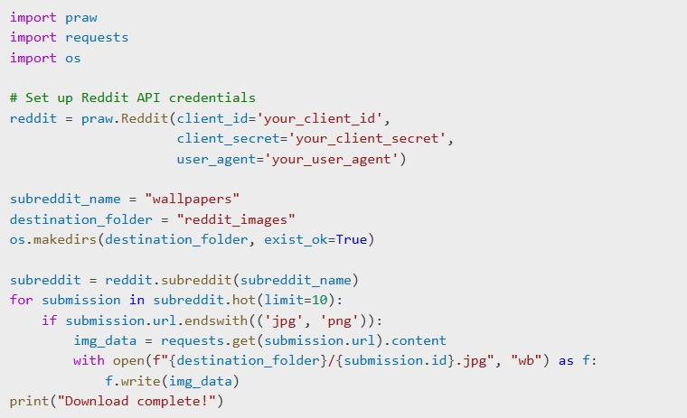script para descargar imágenes de reddit