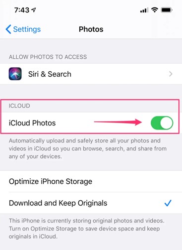 turn off icloud photos