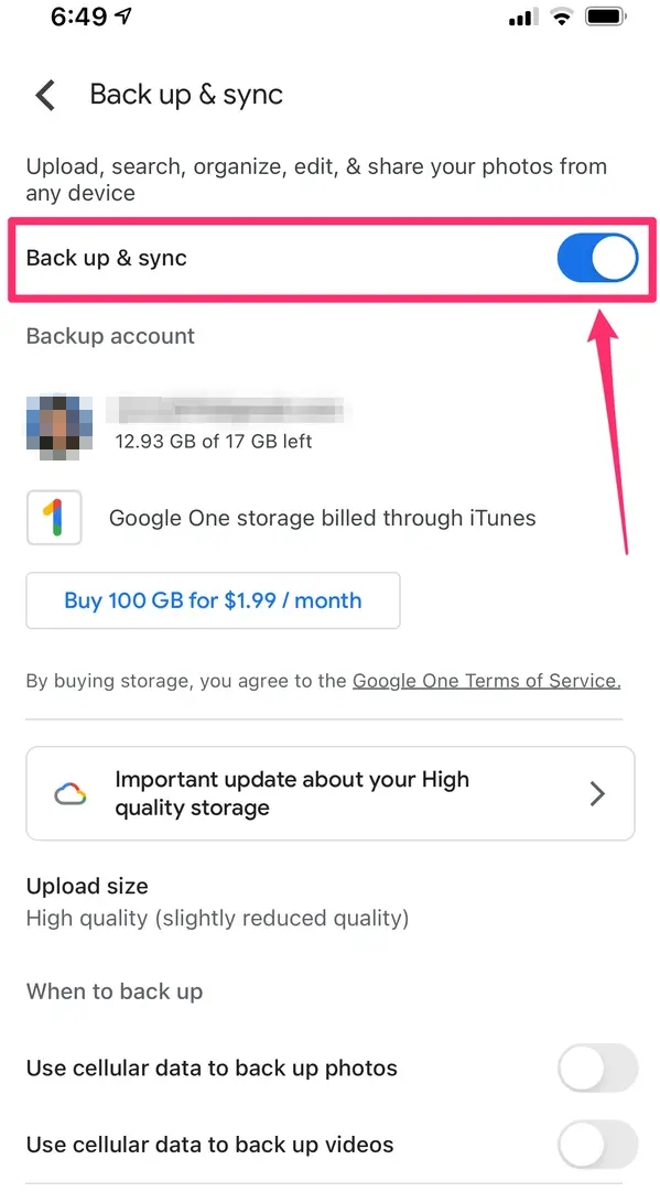 Aktivieren Sie die Google Foto-Sicherung auf Android