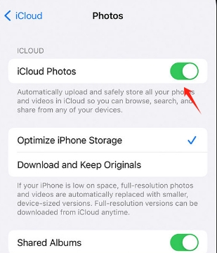 turn on icloud photos on iphone