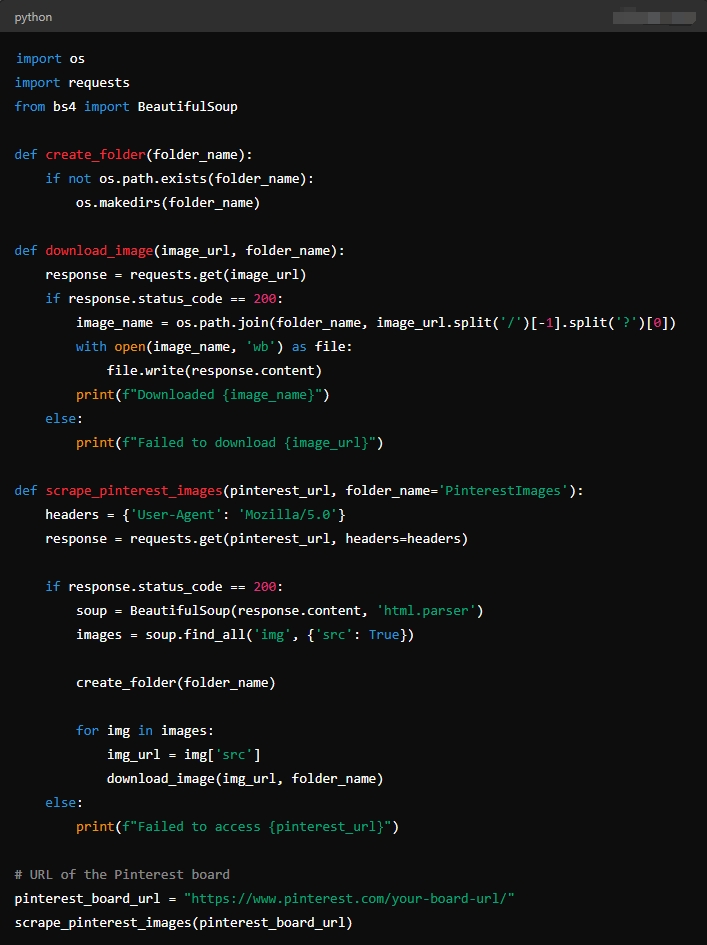write a pinterest image downloader script